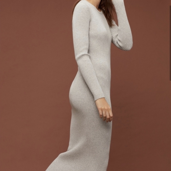 BABATON Group By Babaton Streep Sweater Dress Grey Maxi XXS 2XS Small ARITZIA - Picture 2 of 11
